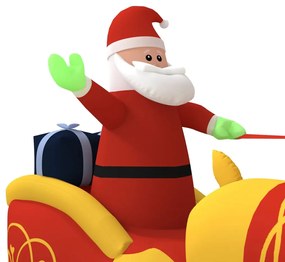 vidaXL Άγιος Βασίλης Έλκηθρο με Ταράνδους Φουσκωτό με LED 130 εκ.