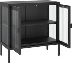 vidaXL Ντουλάπι Μαύρο 70 x 35 x 70 εκ. από Γυαλί και Ατσάλι