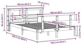 Σκελετός Κρεβ. Χωρίς Στρώμα Λευκό 160x200 εκ Μασίφ Πεύκο - Λευκό