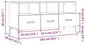 Έπιπλο Τηλεόρασης Λευκό 102 x 36 x 50 εκ. από Επεξεργ. Ξύλο - Λευκό