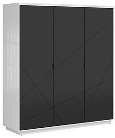 Ντουλάπα Boston CE116, Μαύρο ματ, Γυαλιστερό λευκό, 200.5x180x56.5cm, Πόρτες ντουλάπας: Με μεντεσέδες