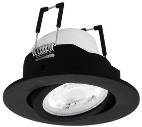 Eglo Saliceto Στρογγυλό Μεταλλικό Χωνευτό Σποτ με Ενσωματωμένο LED και Θερμό Λευκό Φως σε Μαύρο χρώμα 8.8x8.8cm 99669