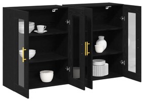 vidaXL Τοίχου Ντουλάπες 2 τεμ Μαύρη Δρυς 69,5x34x90 εκ Επεξεργασμένο Ξύλο