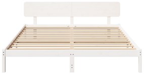 vidaXL Σκελετός Κρεβατιού με Κεφαλάρι Λευκό 180x200 εκ Μασίφ Ξύλο Πεύκου
