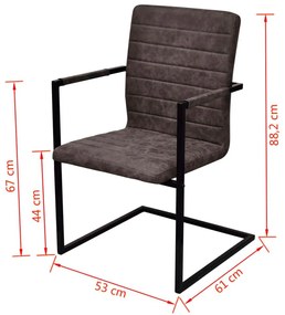 Καρέκλες Τραπεζαρίας «Πρόβολος» 2 τεμ. Καφέ από Συνθετικό Δέρμα - Καφέ