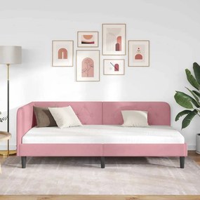 vidaXL Κρεβάτι Γωνίας Ροζ 100 x 200 cm Βελούδο