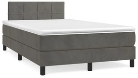 Κρεβάτι Boxspring με Στρώμα Σκούρο Γκρι 120x200 εκ. Βελούδινο - Γκρι