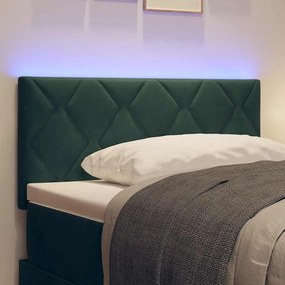 vidaXL LED κεφαλάρι Σκούρο Πράσινο 90 cm Βελούδο
