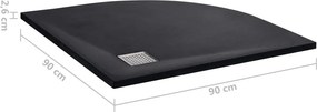 vidaXL Βάση Ντουζιέρας Μαύρη 90 x 90 εκ. από SMC