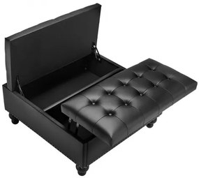 VEVOR 34 in Square Leather Ottoman with Storage Coffee Table for Living Room
