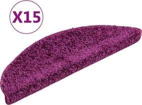 vidaXL Πατάκια Σκαλιών 15 τεμ. Μωβ Ημίκυκλα 56x17x3 εκ.