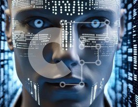 Intra Συλλεκτικό Ξύλινο Παζλ Plywood 4mm - Ψηφιακό πρόσωπο AI με φώτα LED Σε Ξύλινο Κουτί - Διαστάσεις Puzzle: 10x10 cm – 25 κομμάτια