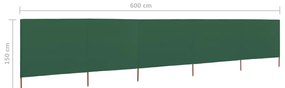 vidaXL Προστατευτικό Αέρα με 5 Πάνελ Πράσινο 600 x 120 εκ. Υφασμάτινο