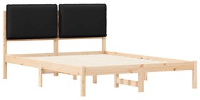 vidaXL Σκελετός Κρεβατιού με Επενδεδυμένο Κεφαλάρι Μαύρο 140 x 190 cm