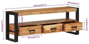 vidaXL Έπιπλο Τηλεόρασης 120 x 30 x 45 εκ. από Μασίφ Ξύλο Ακακίας