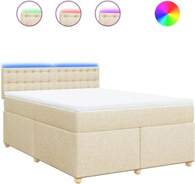 vidaXL Κρεβάτι Boxspring με Στρώμα Κρεμ 140x200 εκ. Υφασμάτινο