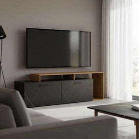 Έπιπλο τηλεόρασης Tobler σε καρυδί με μαύρο μαρμάρου 170x40x53εκ. 170x40x53 εκ.