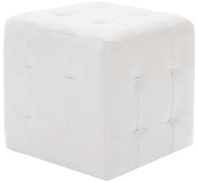 vidaXL Σκαμπό Πουφ 2 τεμ. Λευκά 30 x 30 x 30 εκ. από Συνθετικό Δέρμα