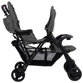 vidaXL Καρότσι Διδύμων Σκούρο Γκρι Ατσάλινο