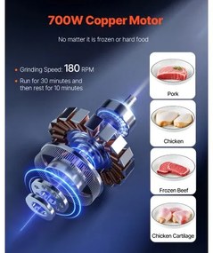 VEVOR Commercial Electric Meat Grinder Slicer 11 Lbs/Min Sausage Stuffer Maker