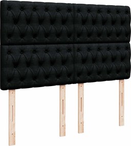 vidaXL Κρεβάτι Boxspring με Στρώμα Μαύρο 140x190 εκ. Υφασμάτινο