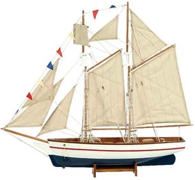 Ξύλινο Καράβι Ιστιοφόρο Cutty Sark 50x9,5xH45cm,Χρώμα Λευκό-Μπλε 31095