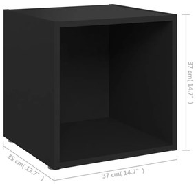 Έπιπλα Τηλεόρασης 4 τεμ. Μαύρα 37 x 35 x 37 εκ. από Επεξ. Ξύλο - Μαύρο