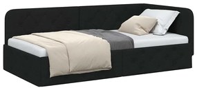 vidaXL Κρεβάτι Γωνίας Μαύρο 100 x 200 cm ύφασμα