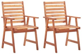 Καρέκλες Τραπεζαρίας Εξ. Χώρου 2 τεμ. Ξύλο Ακακίας με Μαξιλάρια - Κρεμ