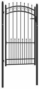 vidaXL Πόρτα Περίφραξης με Ακίδες Μαύρη 100 x 175 εκ. Ατσάλινη