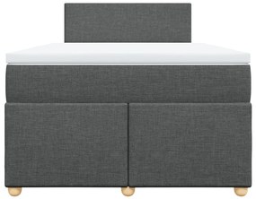 Κρεβάτι Boxspring με Στρώμα Σκούρο Γκρι 120x190 εκ Υφασμάτινο - Γκρι