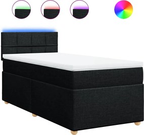 vidaXL Κρεβάτι Boxspring με Στρώμα Μαύρο 90x200 εκ. Υφασμάτινο