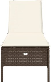 vidaXL Ξαπλώστρα Καφέ από Συνθετικό Ρατάν με Μαξιλάρια