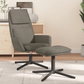 vidaXL Πολυθρόνα Relax Ανοιχτό Γκρι Βελούδινη με Σκαμπό