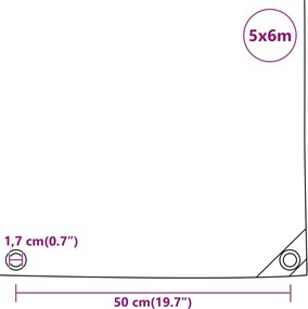 vidaXL Μουσαμάς Μαύρος 650 γρ./μ.² 5 x 6 μ.