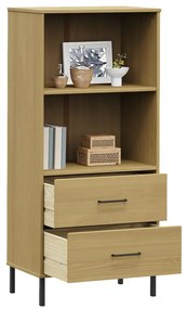 vidaXL Βιβλιοθήκη OSLO με 2 Συρτάρια Καφέ 60x35x128,5 εκ. Μασίφ Ξύλο