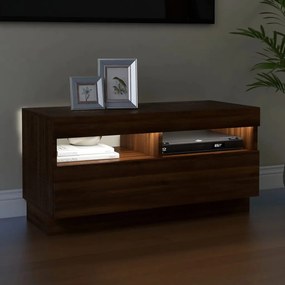 vidaXL Έπιπλο Τηλεόρασης με LED Καφέ Δρυς 80x35x40 εκ.