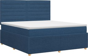 vidaXL Κρεβάτι box spring με στρώμα Μπλε 140 x 200 cm Ύφασμα