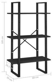 Ραφιέρα Αποθήκευσης Μαύρη 60x30x105 εκ. από Μασίφ Ξύλο Πεύκου - Μαύρο
