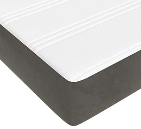 Κρεβάτι Boxspring με Στρώμα Σκούρο Γκρι 180x200 εκ. Βελούδινο - Γκρι