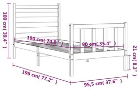 ΠΛΑΙΣΙΟ ΚΡΕΒΑΤΙΟΥ ΜΕ ΚΕΦΑΛΑΡΙ ΜΑΥΡΟ 90X190 ΕΚ. ΜΑΣΙΦ ΞΥΛΟ 3192005