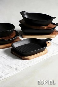 LAVA ΣΑΓΑΝΑΚΙ ΣΤΡΟΓΓ. STONEWARE ΜΑΥΡΟ 24χ21χ6ΕΚ. - ESPIEL - NOL113K2