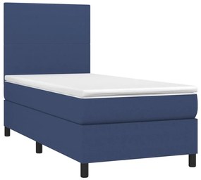 Κρεβάτι Boxspring με Στρώμα Μπλε 90x190 εκ.Υφασμάτινο - Μπλε