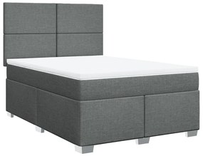 Κρεβάτι Boxspring με Στρώμα Σκούρο Γκρι 140x200 εκ Υφασμάτινο - Γκρι