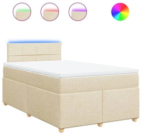 vidaXL Κρεβάτι Boxspring με Στρώμα Κρεμ 120x190 εκ. Υφασμάτινο