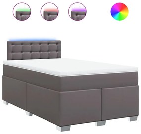 vidaXL Κρεβάτι Boxspring με Στρώμα Γκρι 120x200εκ. από Συνθετικό Δέρμα