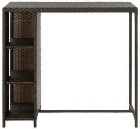 vidaXL Τραπέζι Μπαρ με Ράφια Καφέ 120x60x110 εκ. από Συνθετικό Ρατάν