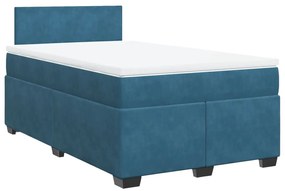 Κρεβάτι Boxspring με Στρώμα Σκούρο Μπλε 120x190 εκ. Βελούδινο - Μπλε