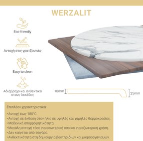 Επιφάνεια τραπεζιού Skyline pakoworld Werzalit ivory Φ60εκ πάχους 25mm