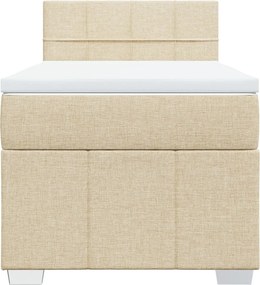 vidaXL Κρεβάτι Boxspring με Στρώμα Κρεμ 100 x 200 εκ. Υφασμάτινο